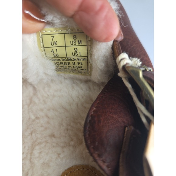 Dr. Martens Jorge II FL Faux Fur Lined Brown Leather Strap Mule WMNS 9 MENS 8 - Picture 9 of 9